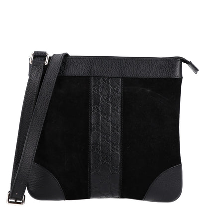 Gucci Guccissima Suede Crossbody Bag Black 1 of 10