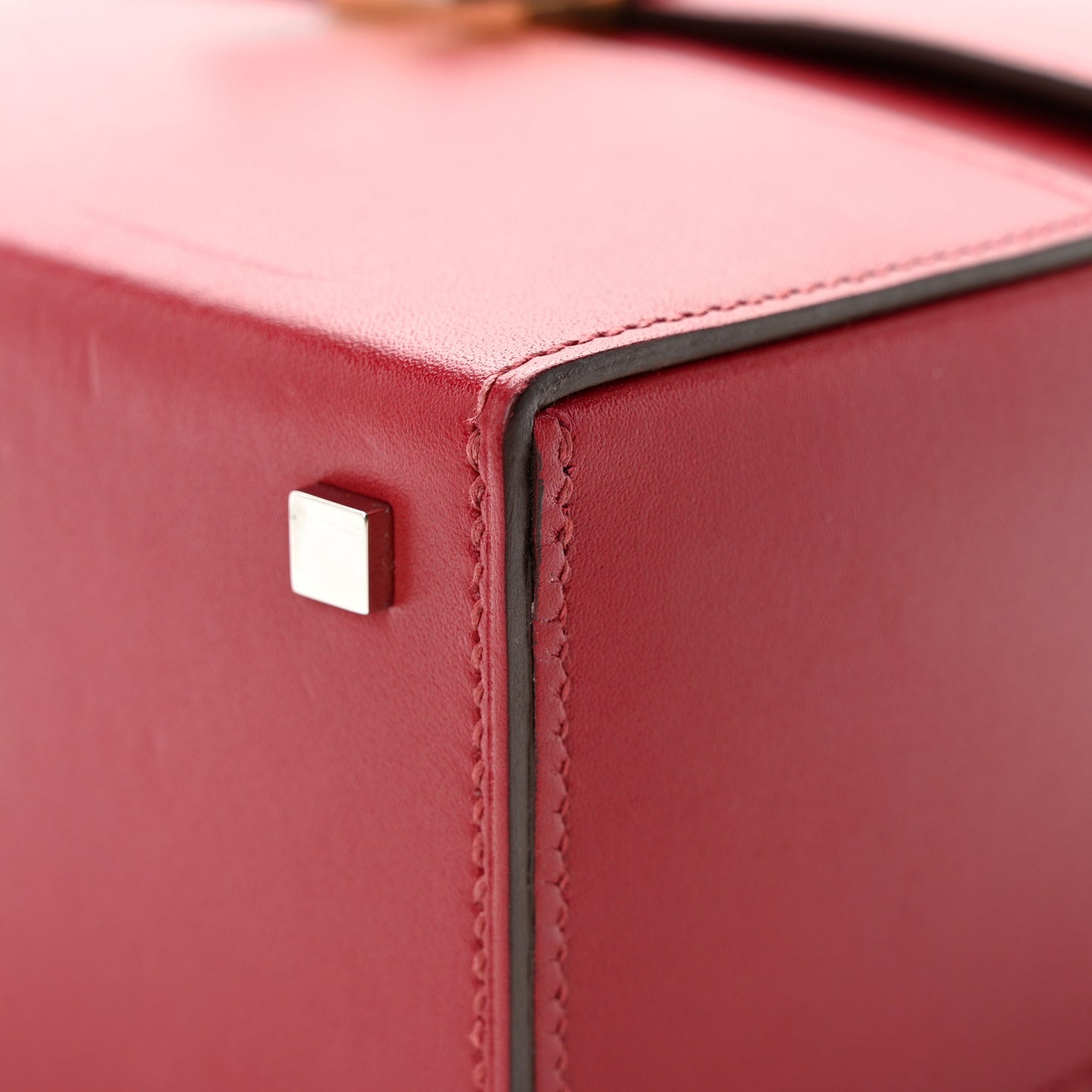 Villandry Calfskin Cinhetic Boxy Top Handle Bag Rubis