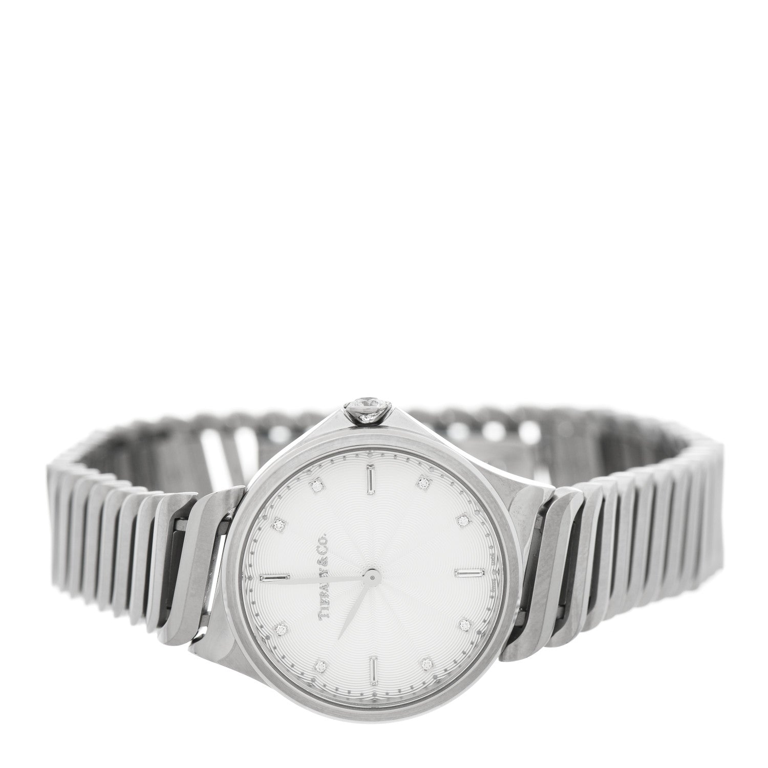 Tiffany Stainless Steel Diamond 28mm Metro 2-Hand Quartz Watch 2 of 5
