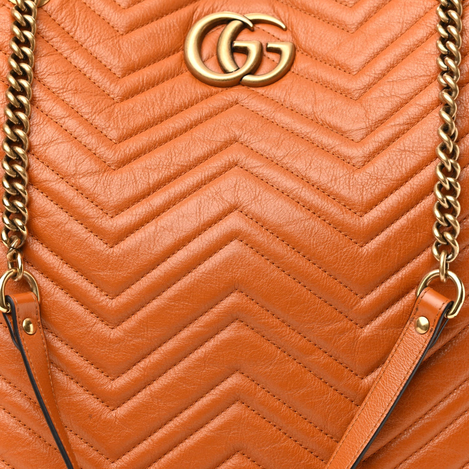 Gucci Azalea Calfskin Matelasse Large GG Marmont Slim Tote Cognac 8 of 10