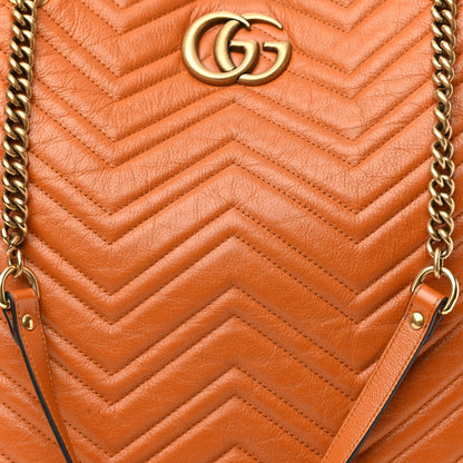 Gucci Azalea Calfskin Matelasse Large GG Marmont Slim Tote Cognac 8 of 10