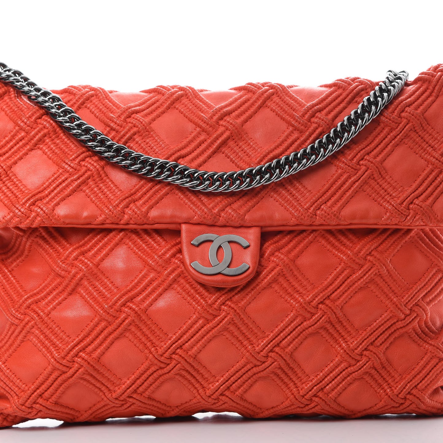 Lambskin Stitched Large Walk Of Fame Flap Red