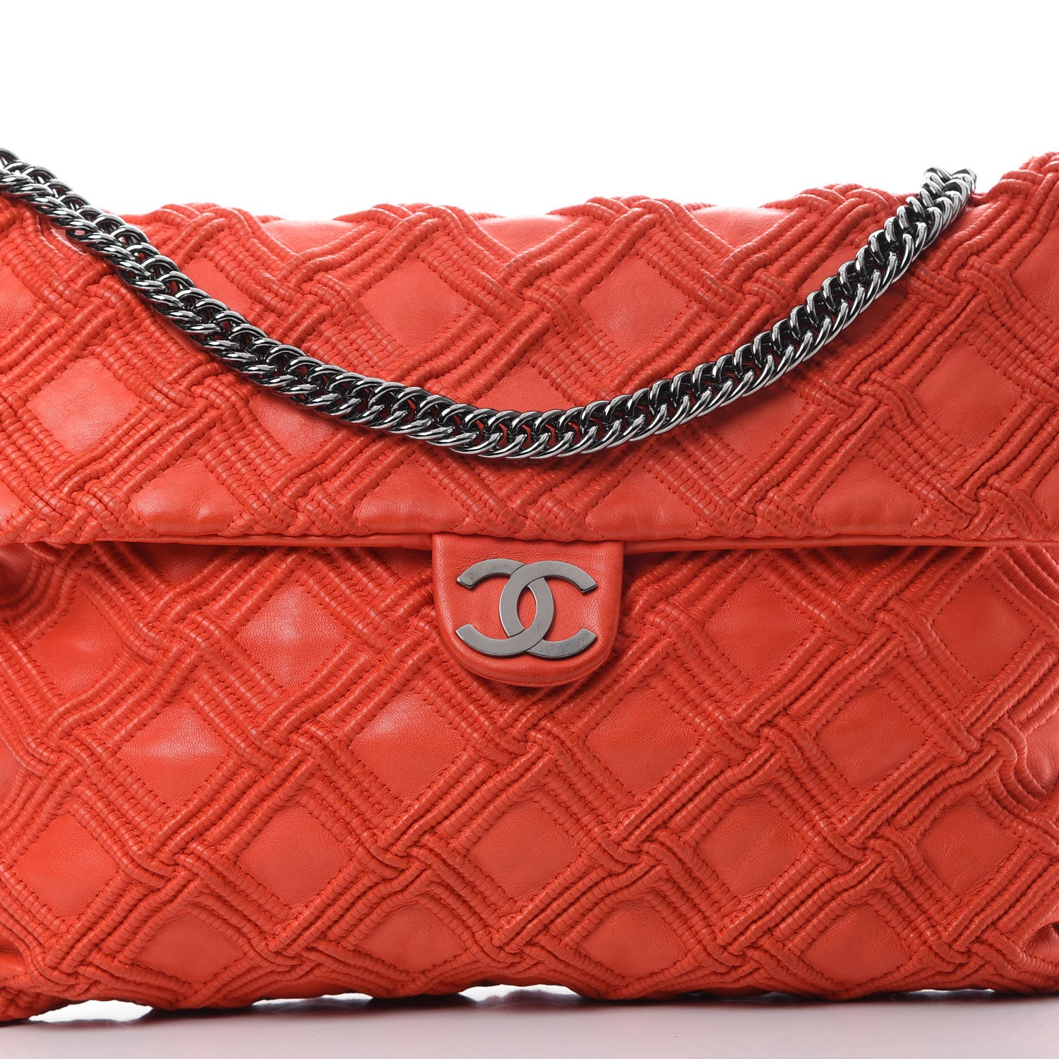 Chanel Lambskin Stitched Large Walk Of Fame Flap Red 8 of 13