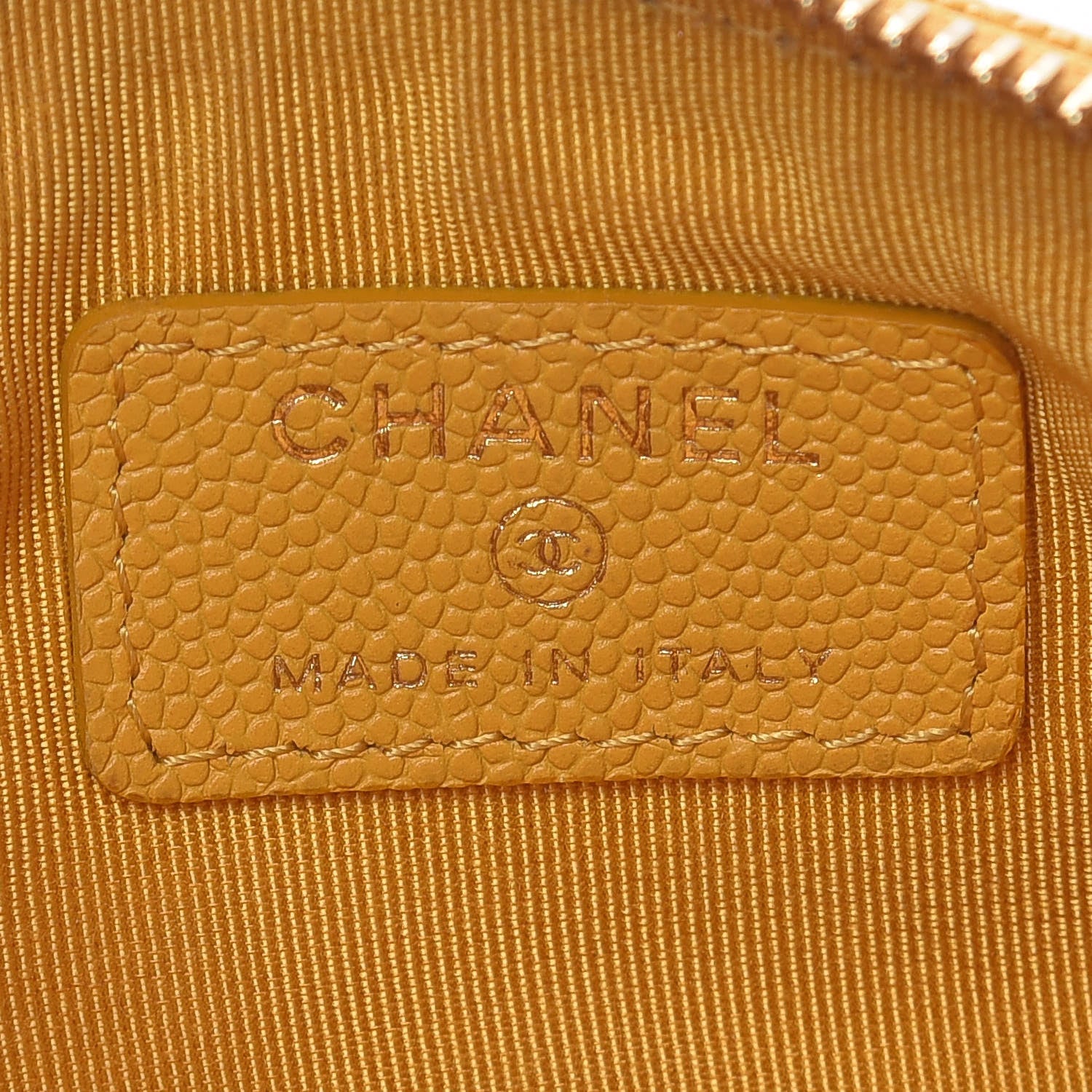 Chanel Caviar Quilted Small Cosmetic Case Yellow 6 of 11