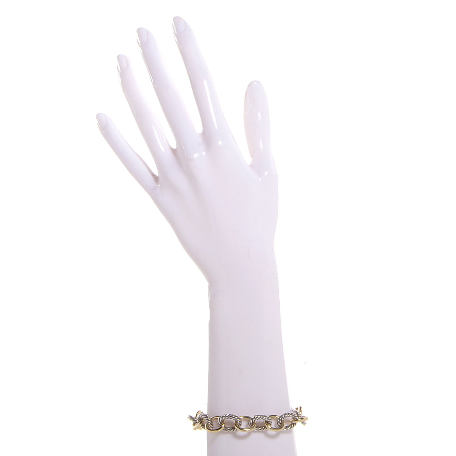 David Yurman Sterling Silver 18K Yellow Gold 12mm Large Oval Link Bracelet 2 of 5