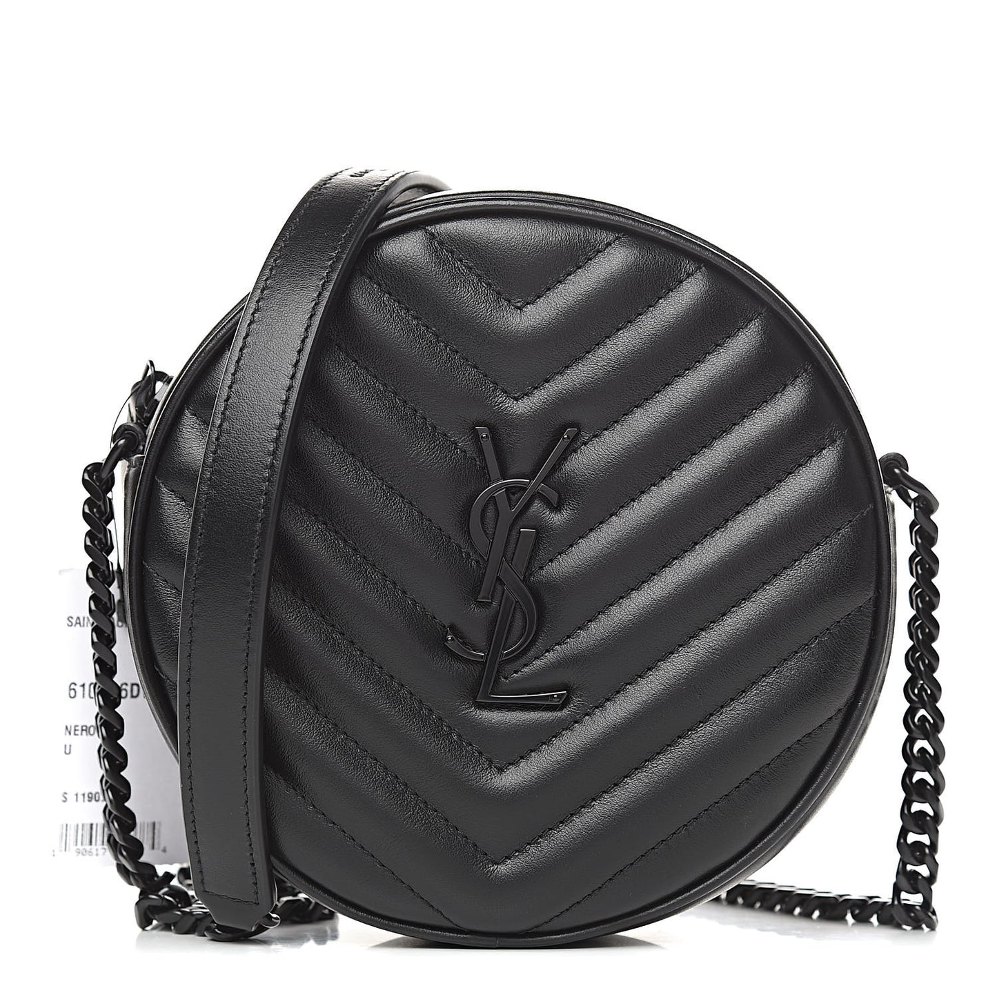 Calfskin Matelasse Chevron Round Vinyle Camera Bag Black
