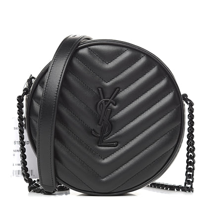 Saint Laurent Calfskin Matelasse Chevron Round Vinyle Camera Bag Black 1 of 9