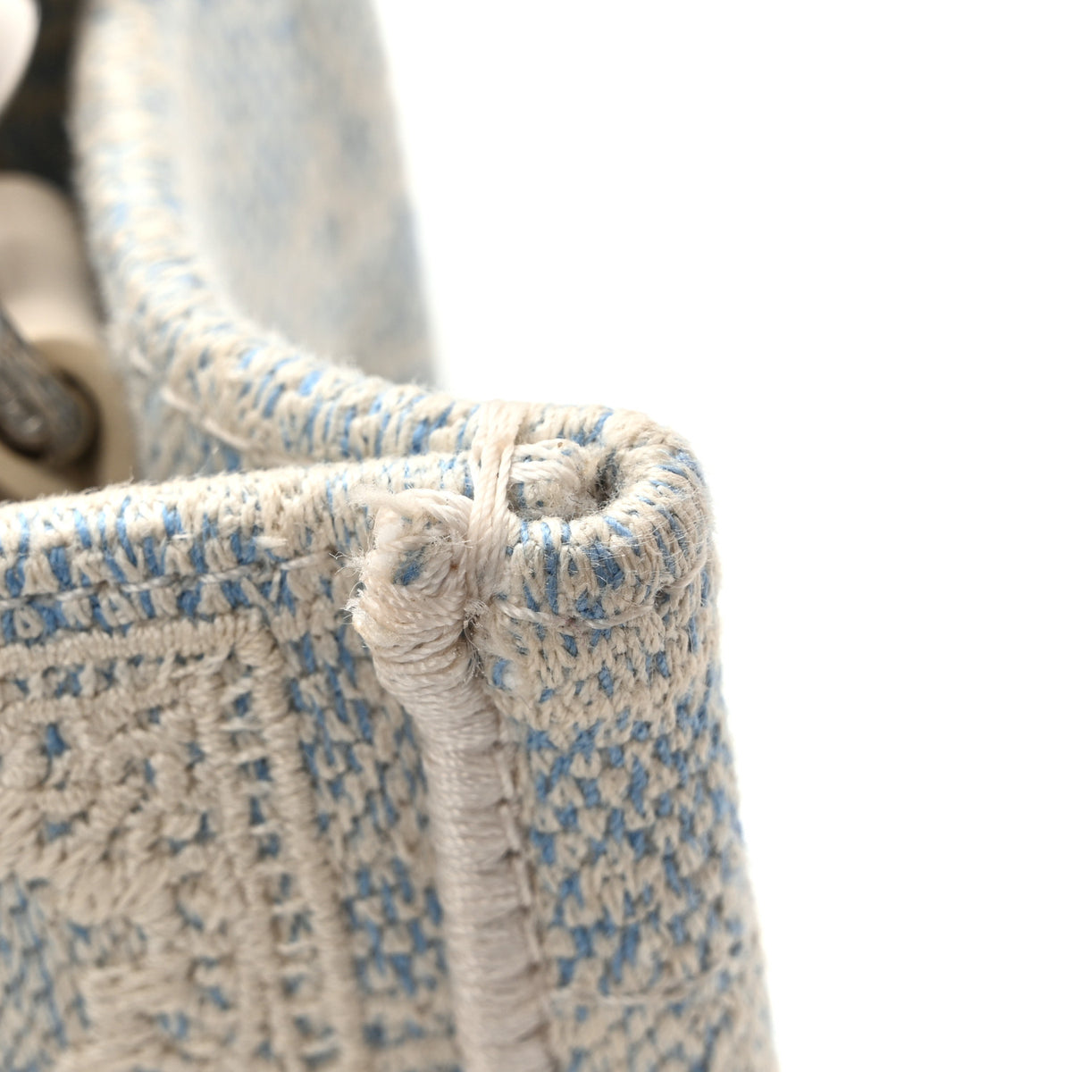 Christian Dior Washed Embroidery Oblique Lace Dior Medallion Mini Book Tote With Strap Celeste Blue Ecru 11 of 13