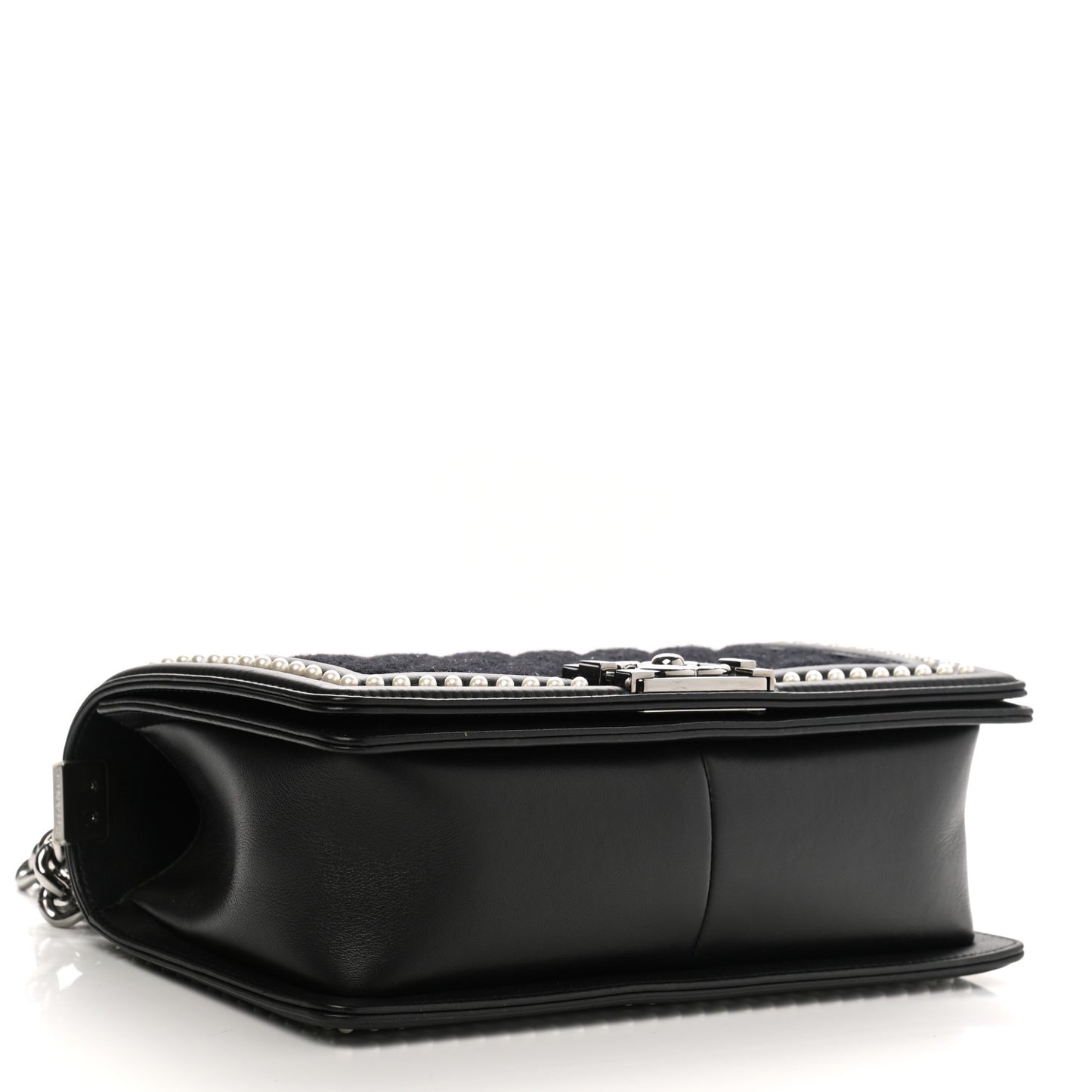 Calfskin Pearl Tweed Medium Boy Flap Black