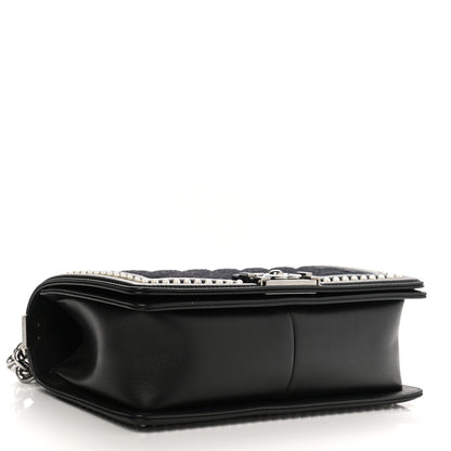 Chanel Calfskin Pearl Tweed Medium Boy Flap Black 4 of 10