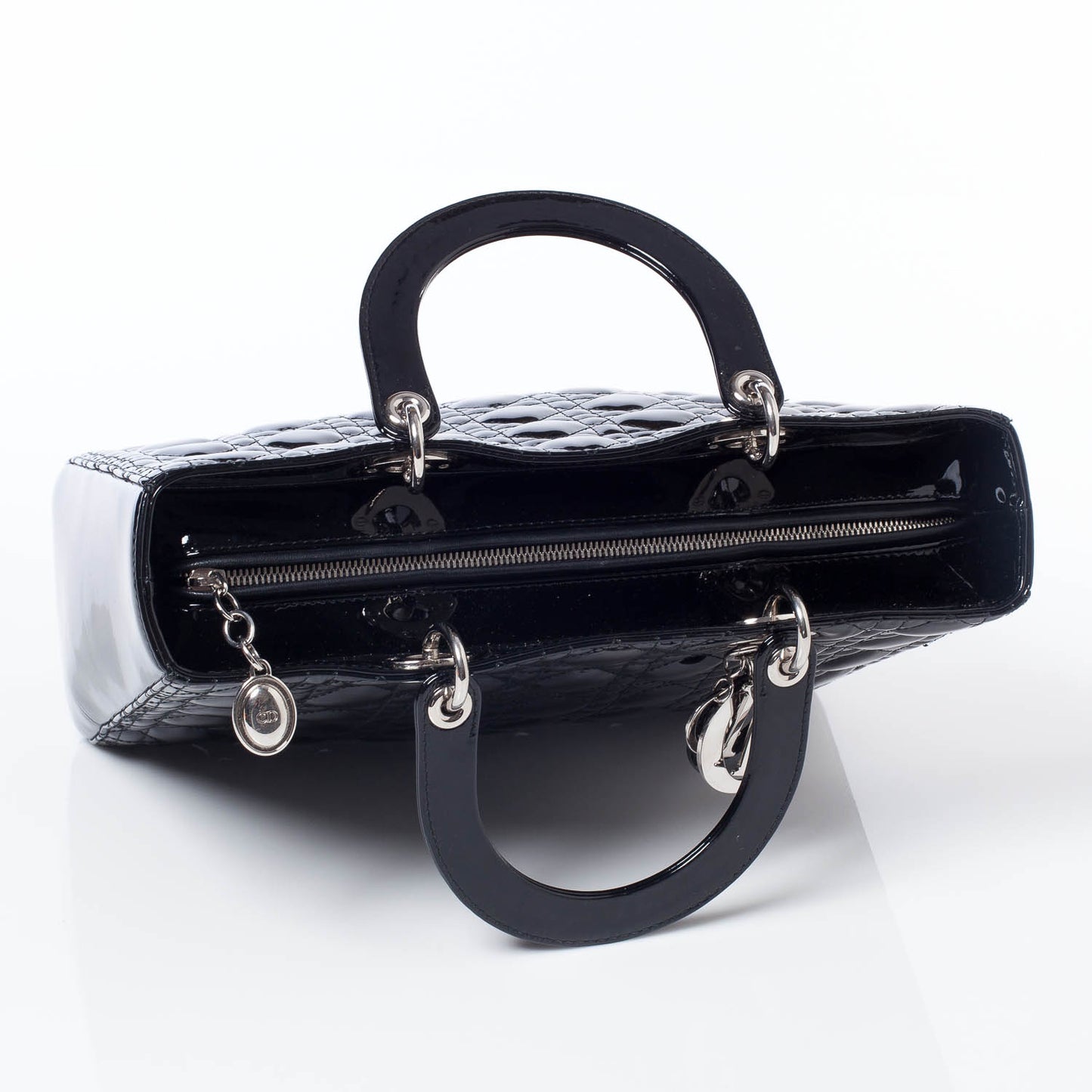CHRISTIAN DIOR Patent Cannage Large Lady Dior Black
