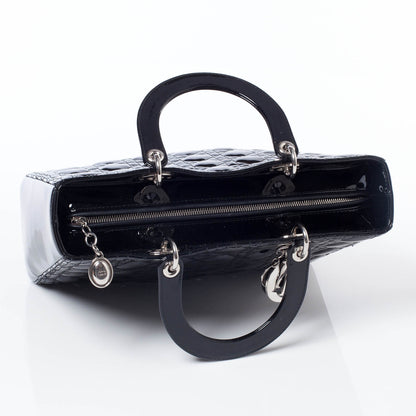 Christian Dior CHRISTIAN DIOR Patent Cannage Large Lady Dior Black 6 of 11