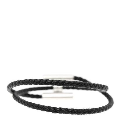 Hermes Swift Double Wrap Cord Tournis Tresse Bracelet T3 Black 3 of 5