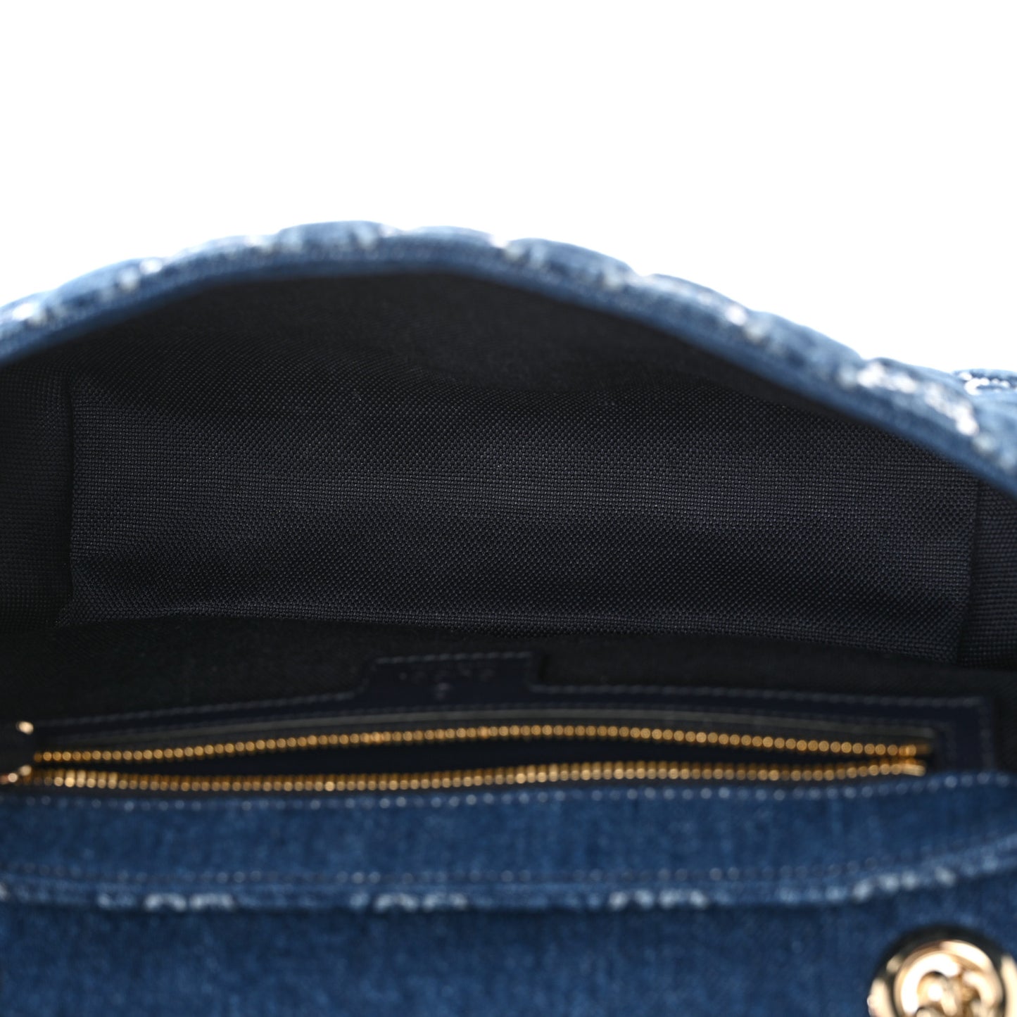 Denim Crystal Applique Small GG Marmont Shoulder Bag Blue