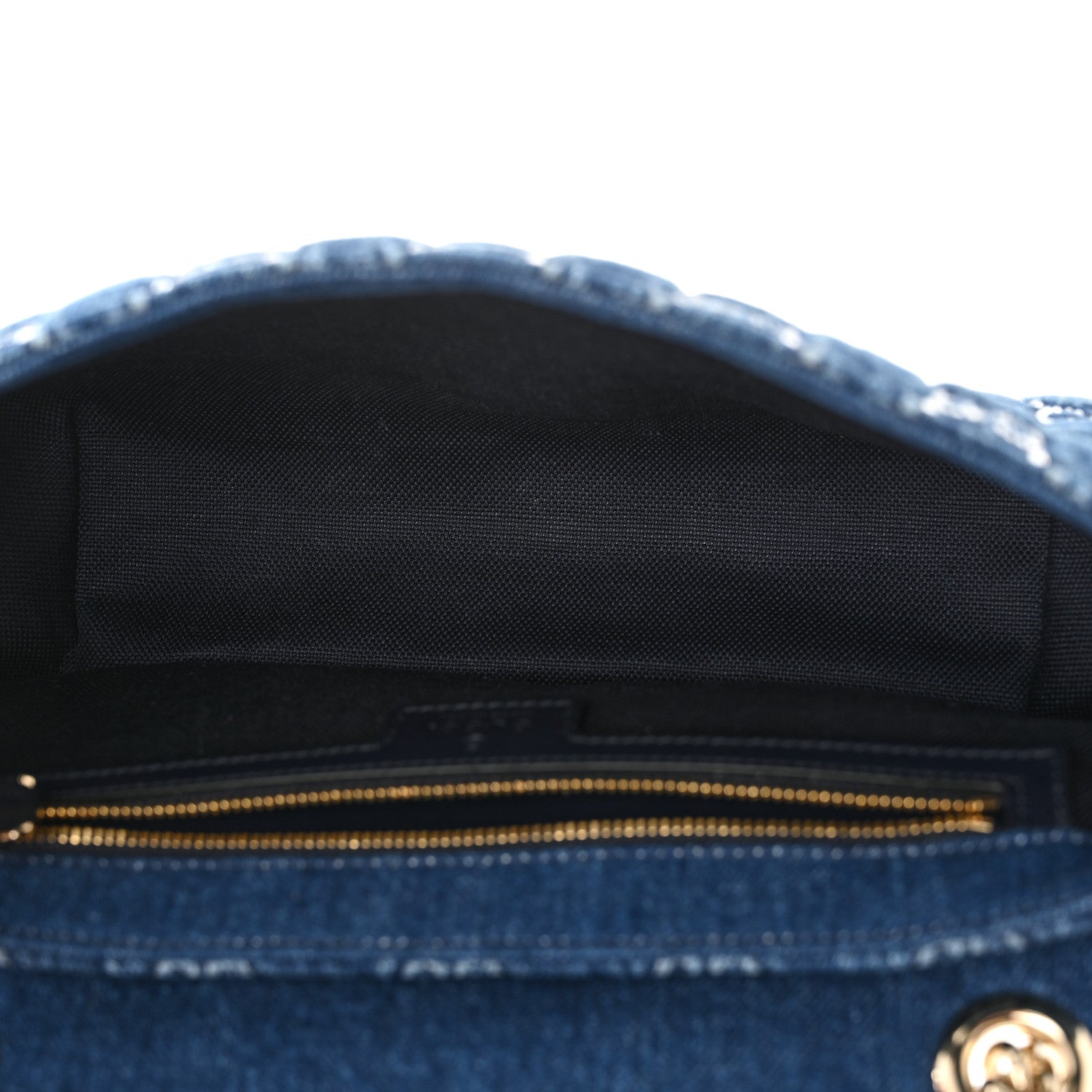 Gucci Denim Crystal Applique Small GG Marmont Shoulder Bag Blue 5 of 10