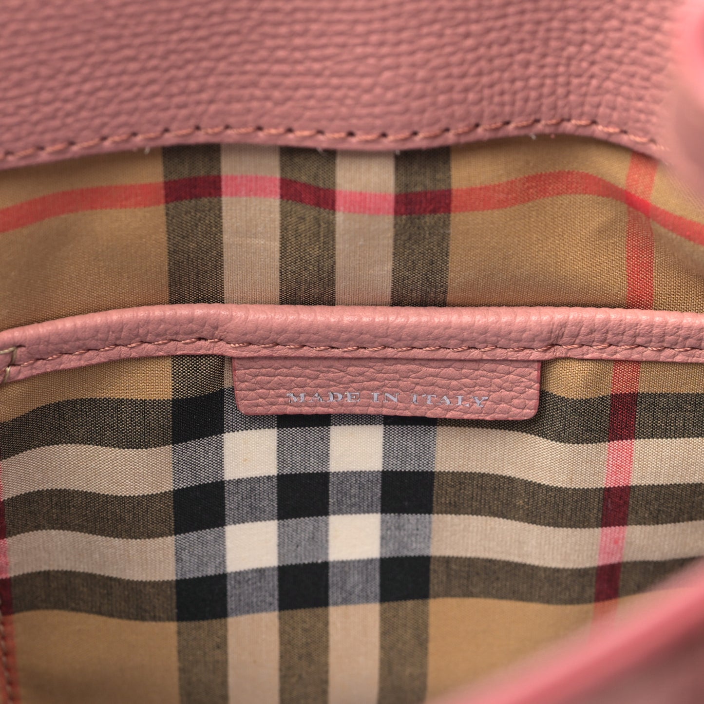 Grainy Calfskin House Check Small Banner Tote Dusty Rose