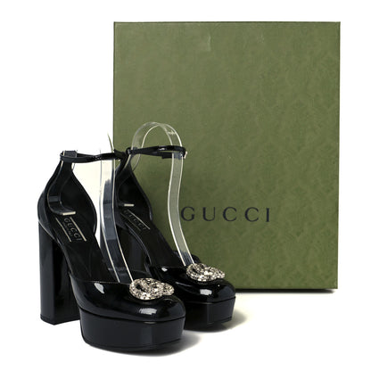 Gucci Patent Crystal Double G Platform Pumps 36.5 Black 10 of 10