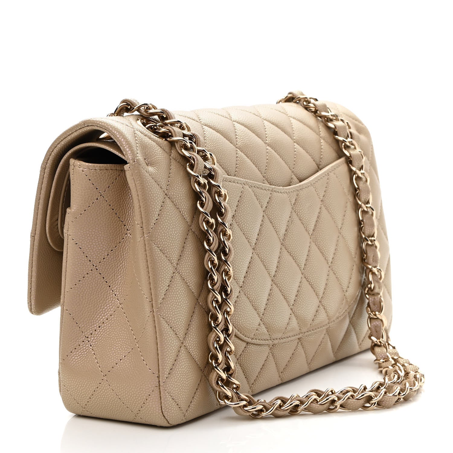 Chanel Iridescent Caviar Quilted Medium Double Flap Dark Beige 3 of 9