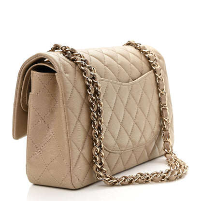 Chanel Iridescent Caviar Quilted Medium Double Flap Dark Beige 3 of 9