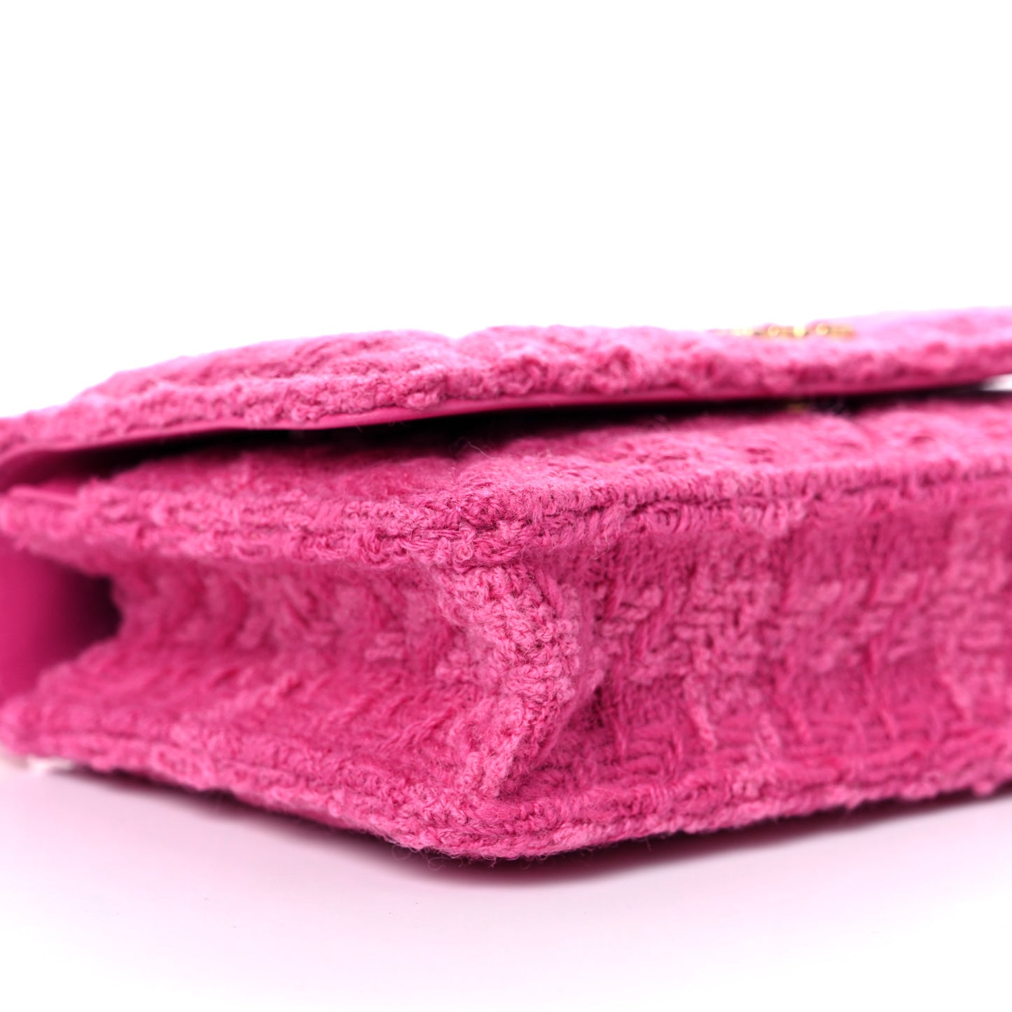 Wool Tweed Lambskin Quilted Chanel 19 Wallet On Chain WOC and Coin Purse Fuchsia