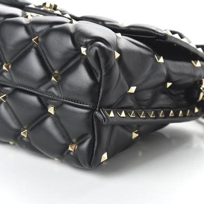 Valentino Garavani Lambskin VLTN Print Candystud Top Handle Bag Black 7 of 9
