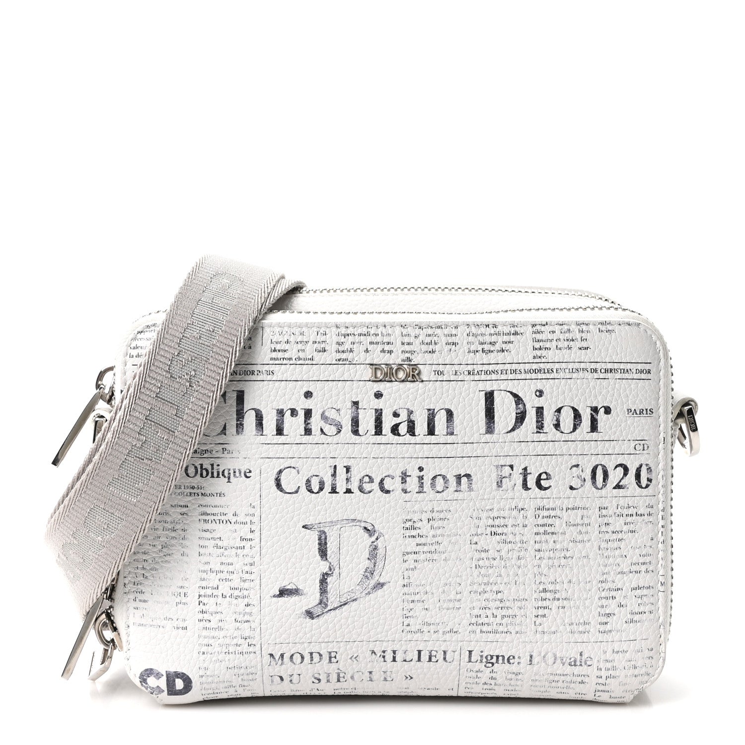 Christian Dior X DANIEL ARSHAM Grained Calfskin Newspaper Messenger White 1 of 9