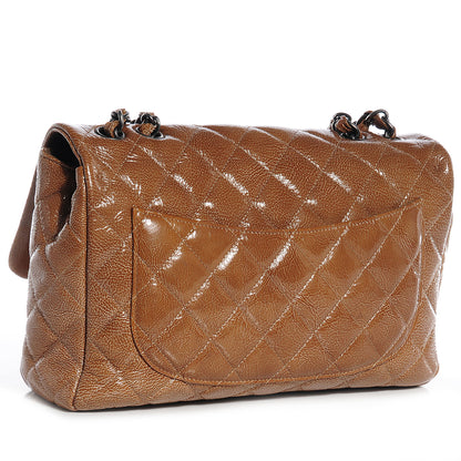 Chanel Crinkled Patent Jumbo Single Flap Brown 3 of 8