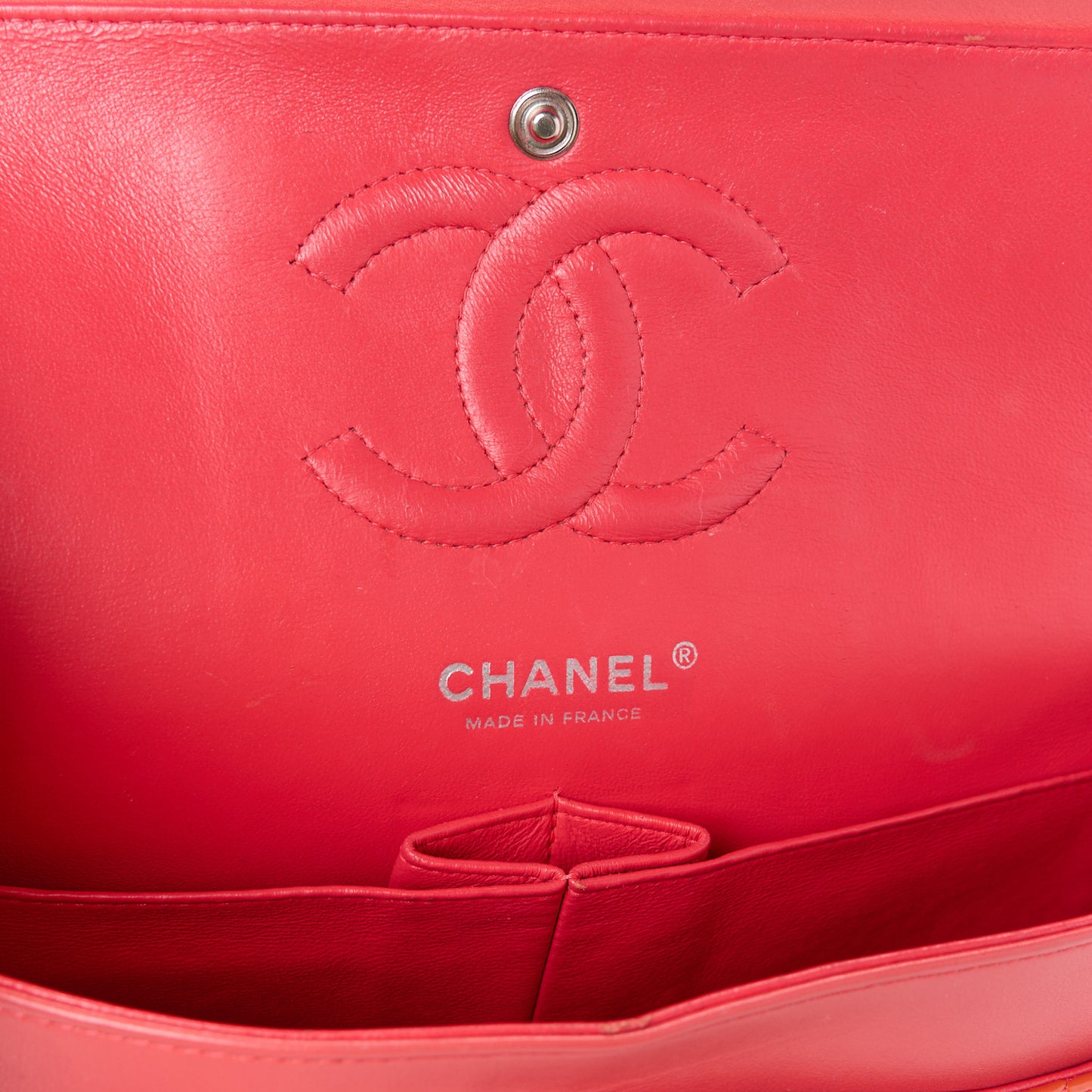 Patent Quilted Medium Double Flap Coral