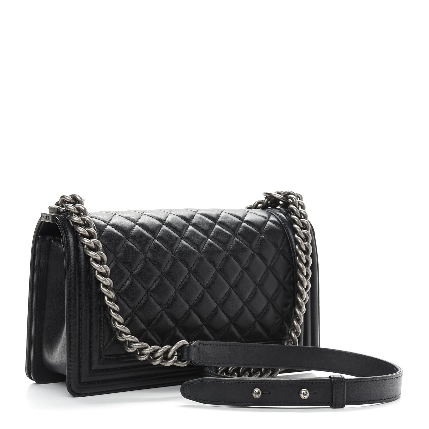 Lambskin Quilted Medium Boy Flap Black