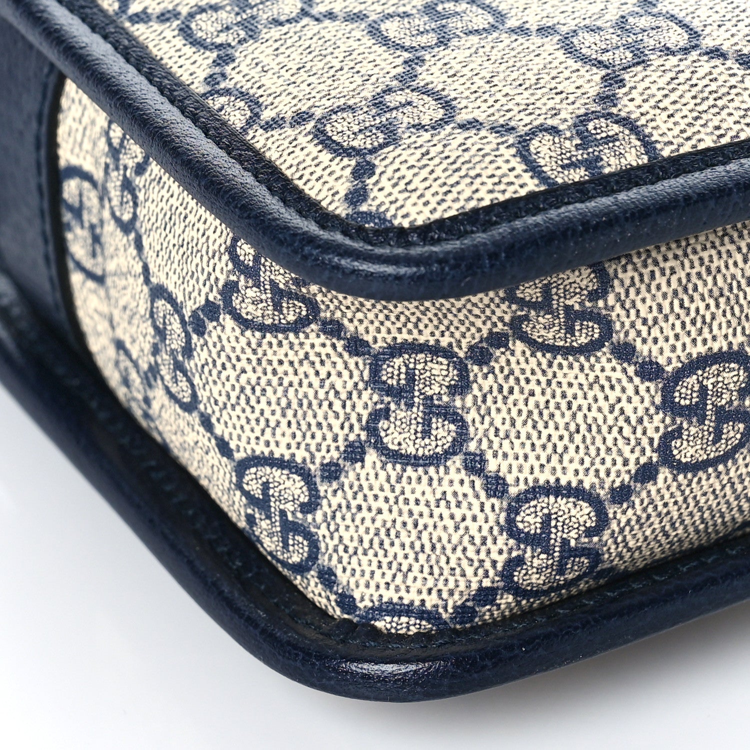 Gucci GG Supreme Monogram Textured Dollar Calfskin Mini Retro Interlocking G Shoulder Bag Beige Blue 6 of 7