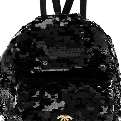 Chanel Sequin Lambskin CC Backpack Black 8 of 11