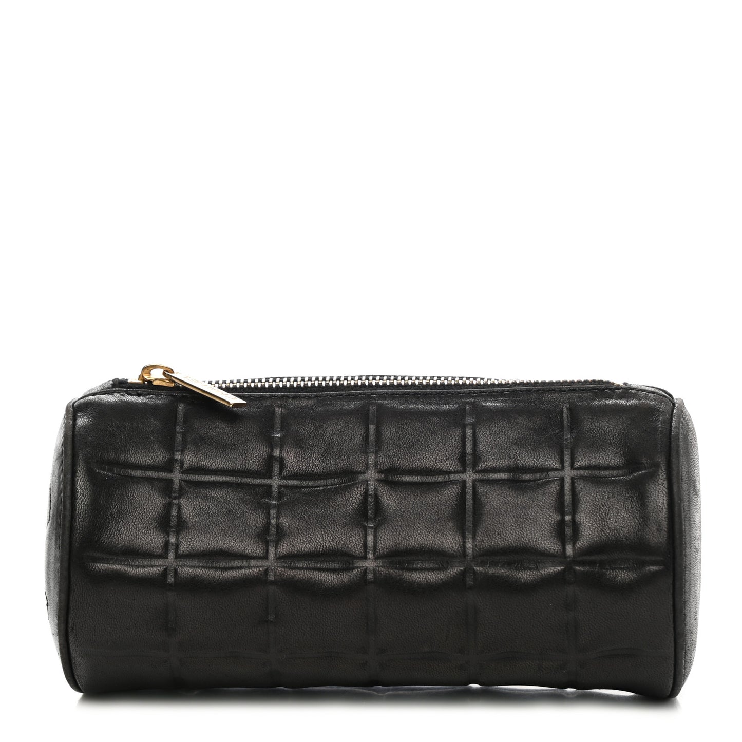 Lambskin Chocolate Bar Cosmetic Pouch Black
