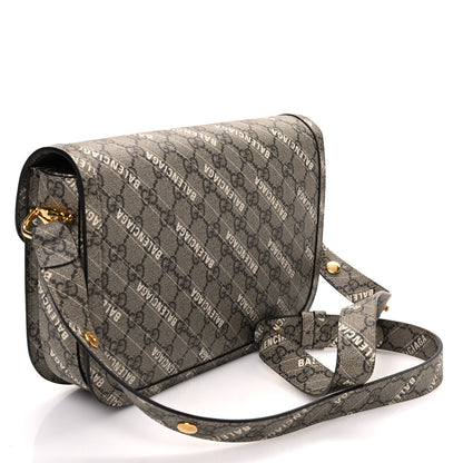 Gucci X BALENCIAGA GG Supreme Monogram Logo Print Horsebit 1955 Shoulder Bag Beige Ebony 3 of 10