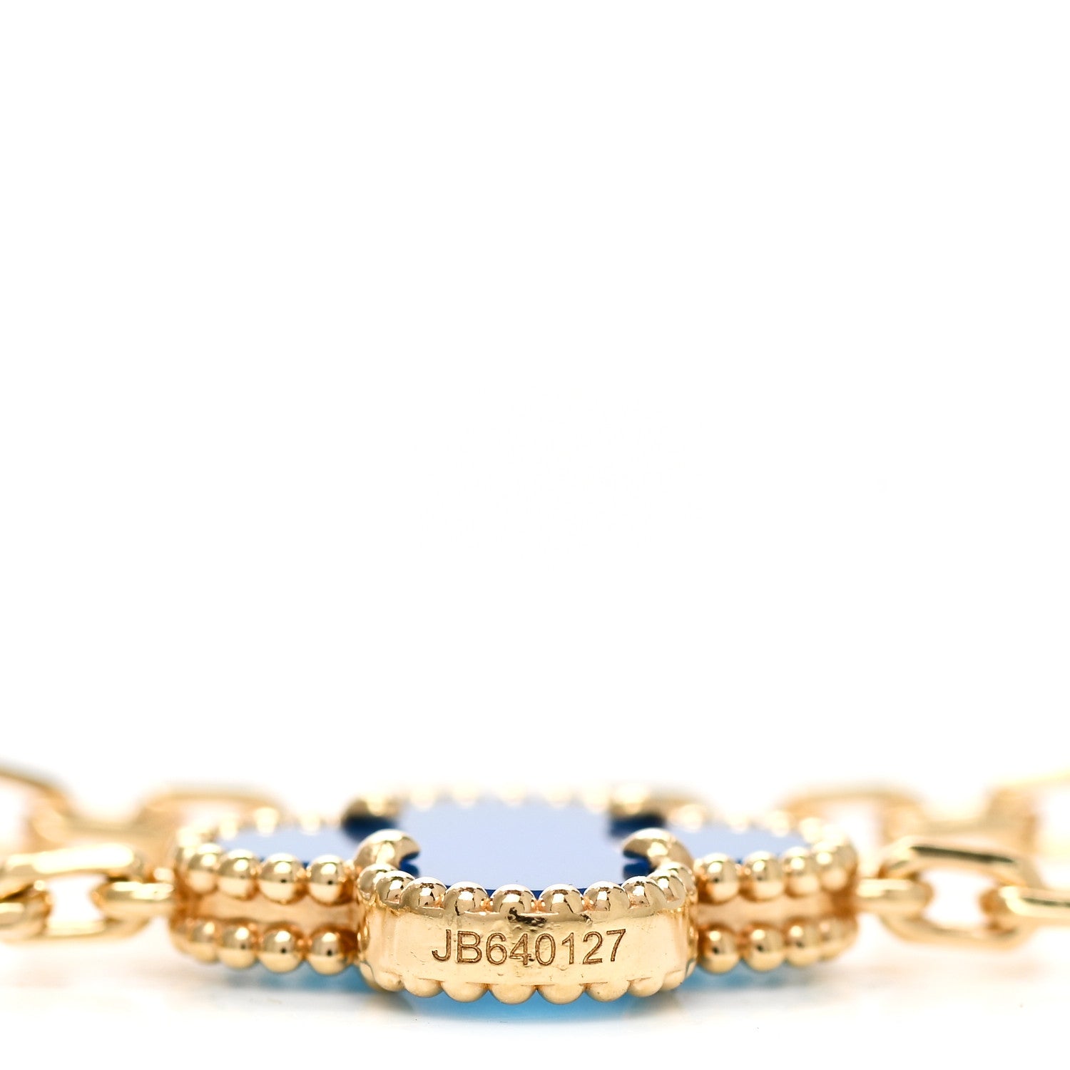 Van Cleef & Arpels 18K Yellow Gold Blue Agate 10 Motifs Vintage Alhambra Necklace 6 of 6