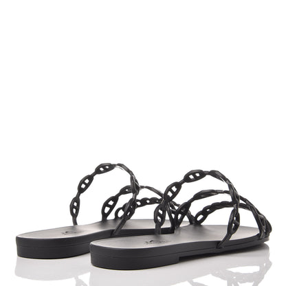 Hermes Rubber Chaine d'Ancre Rivage Sandals 36 Black 4 of 8