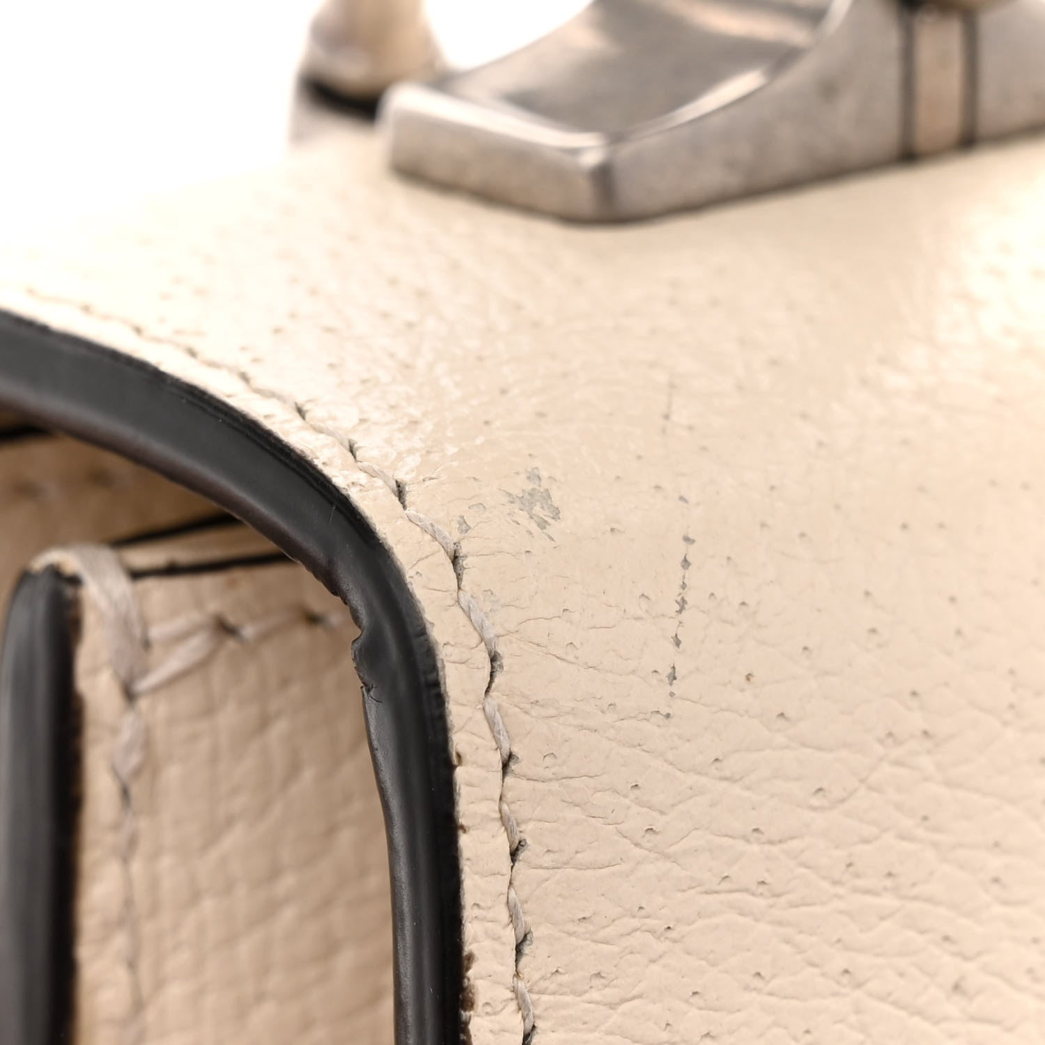 Gucci Textured Calfskin Crystal Bamboo Web Mini Dionysus Top Handle Bag Mystic White 16 of 21