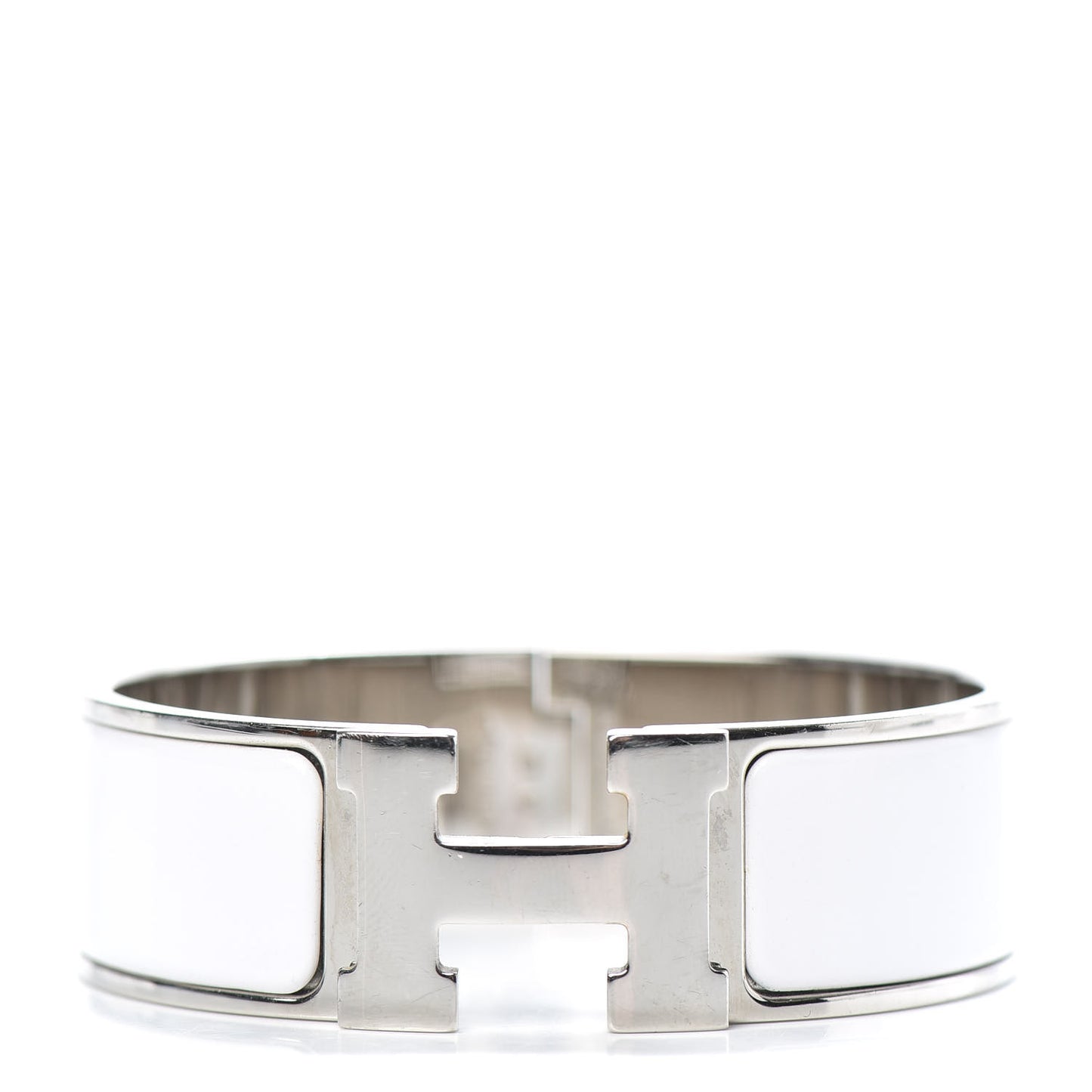 Enamel Wide Clic Clac H Bracelet GM White