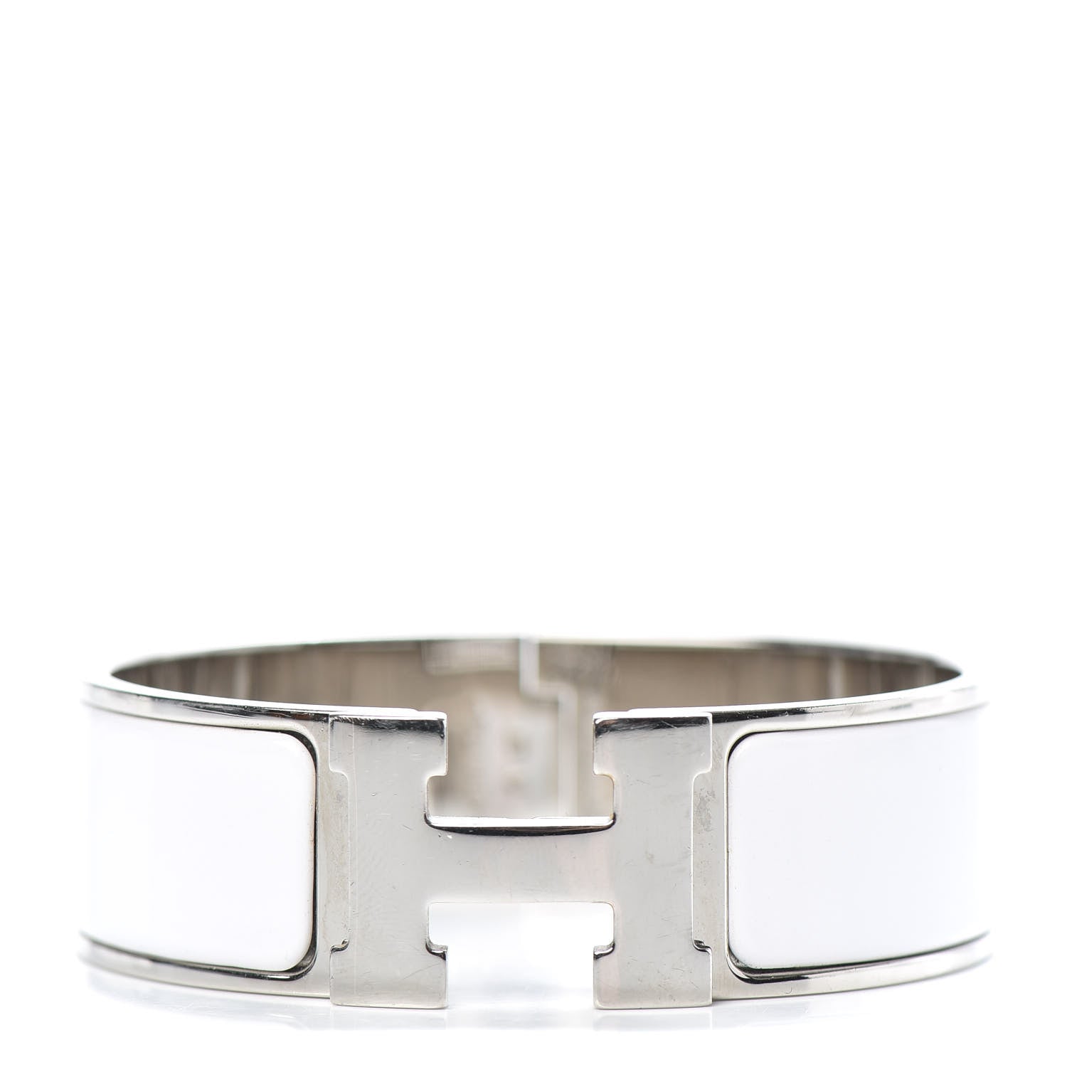 Hermes Enamel Wide Clic Clac H Bracelet GM White 1 of 5