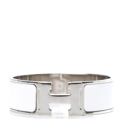 Hermes Enamel Wide Clic Clac H Bracelet GM White 1 of 5
