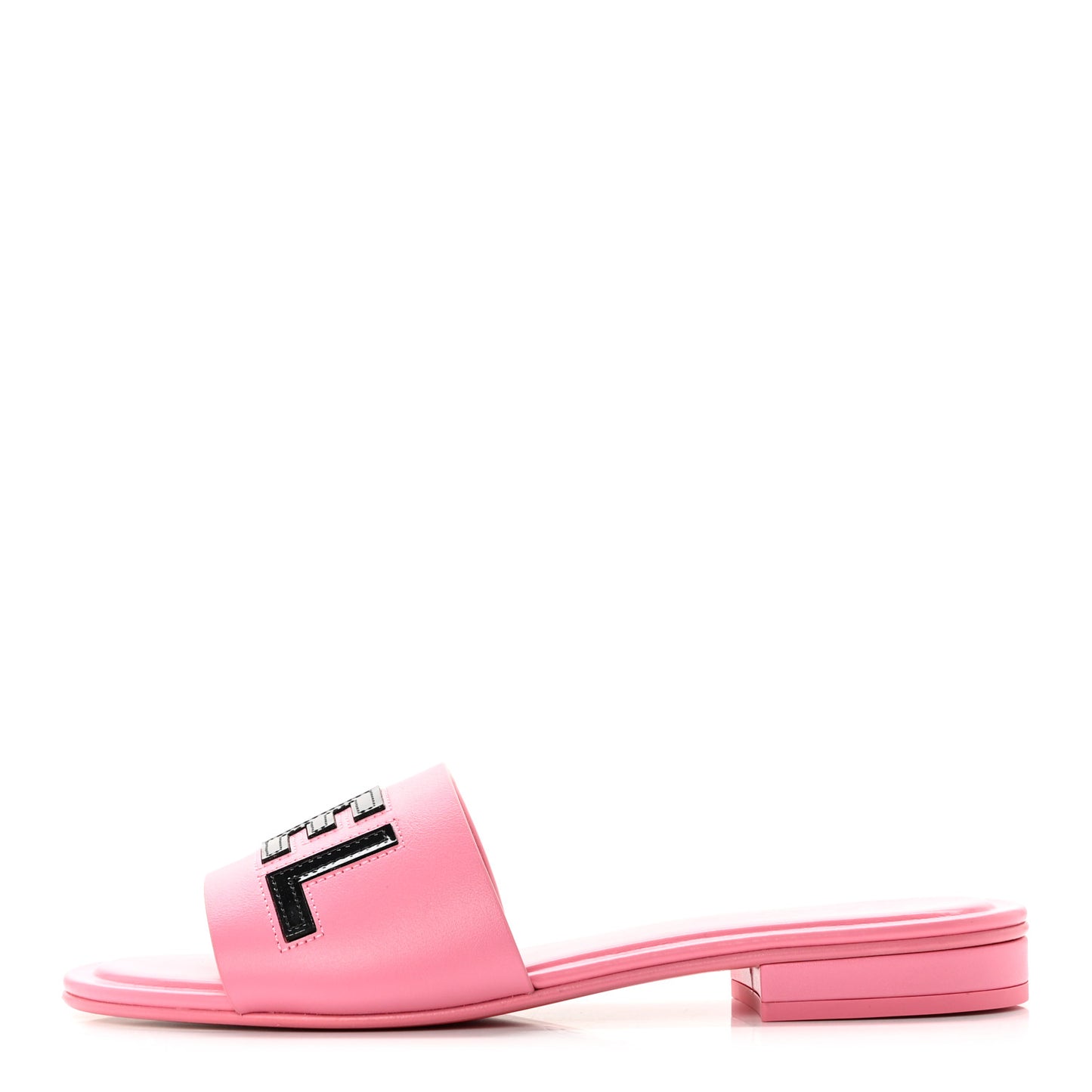 Calfskin Patent Calfskin Logo Mules 37 Pink Black