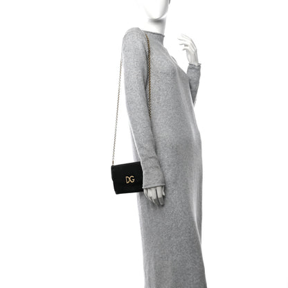 Dolce & Gabbana Lizard Effect Wallet On Chain Black 2 of 11