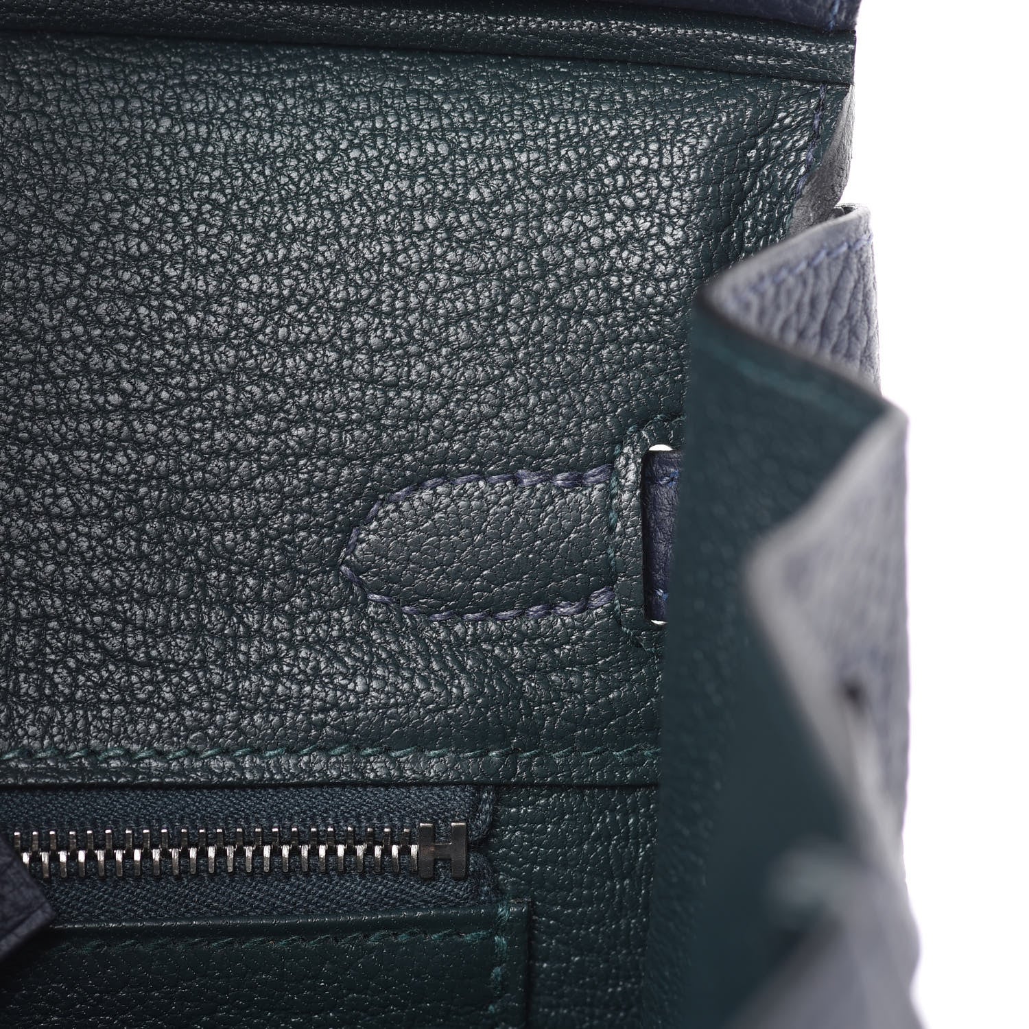 Hermes Togo Swift Officier Birkin 25 Bleu Nuit Vert Cypress 18 of 35