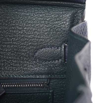 Hermes Togo Swift Officier Birkin 25 Bleu Nuit Vert Cypress 18 of 35