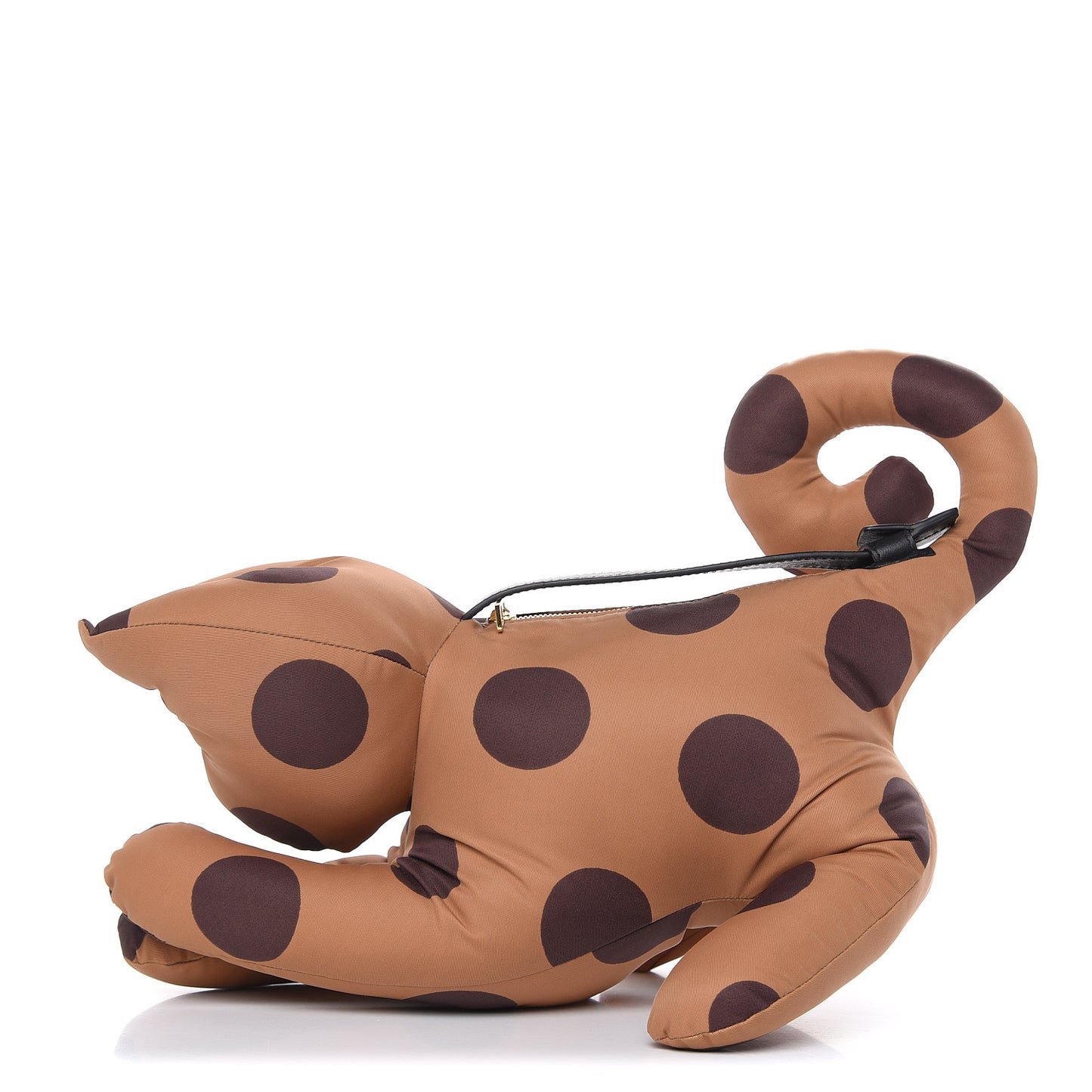 Nylon Polka Dot Print Cat Clutch Brown