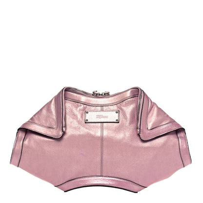 Alexander McQueen Metallic Lambskin De Manta Clutch Lavender 1 of 9