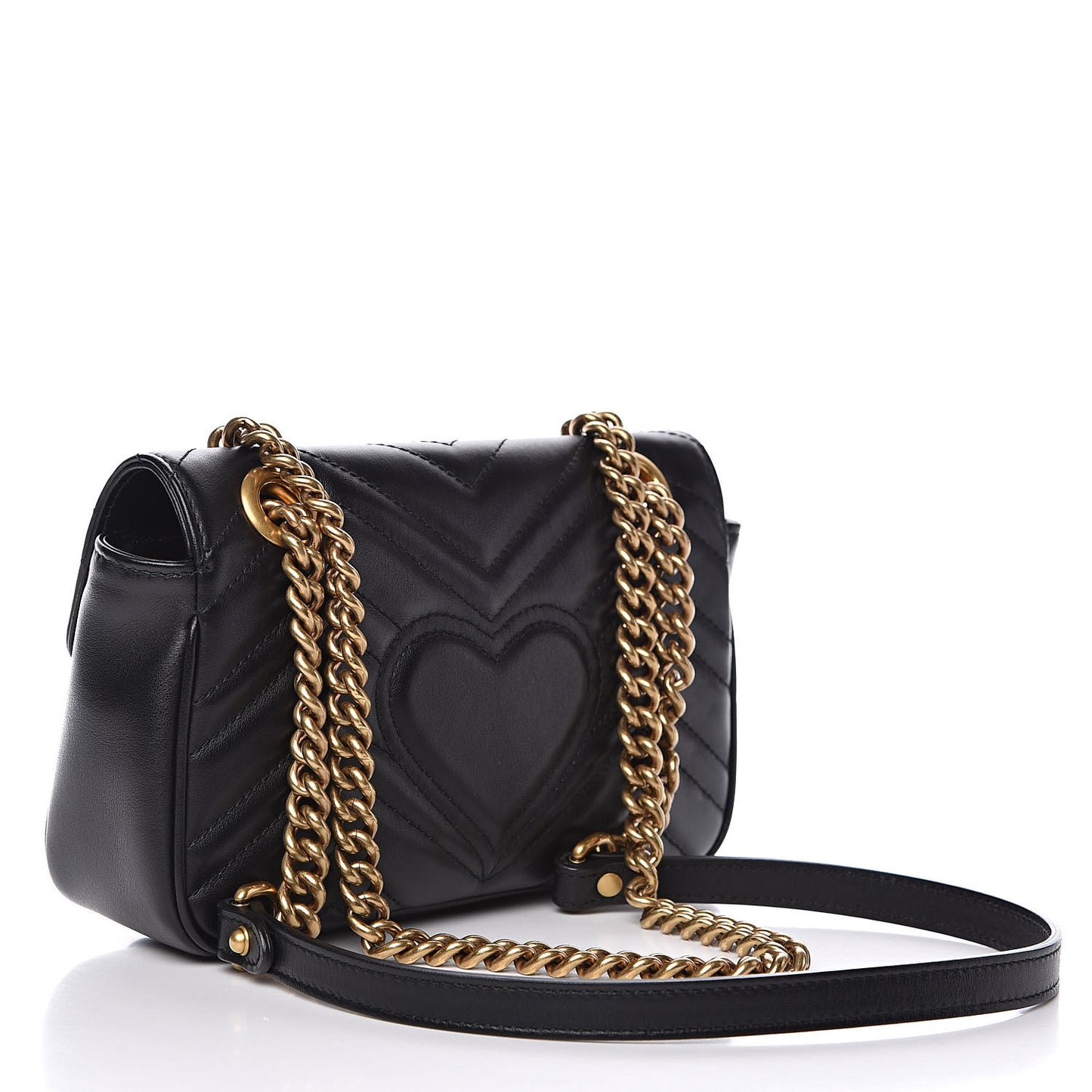 Calfskin Matelasse Mini GG Marmont Shoulder Bag Black
