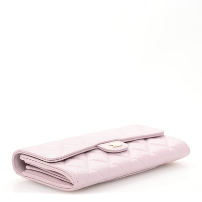 Chanel Caviar Quilted Large Gusset Flap Wallet Light Pink 4 of 9