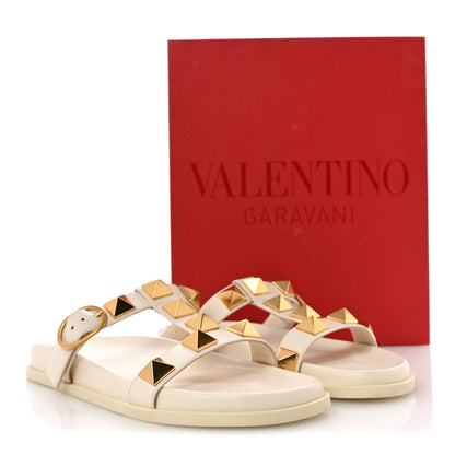 Valentino Garavani Calfskin Roman Stud Slide Sandals 40 Light Ivory 10 of 10