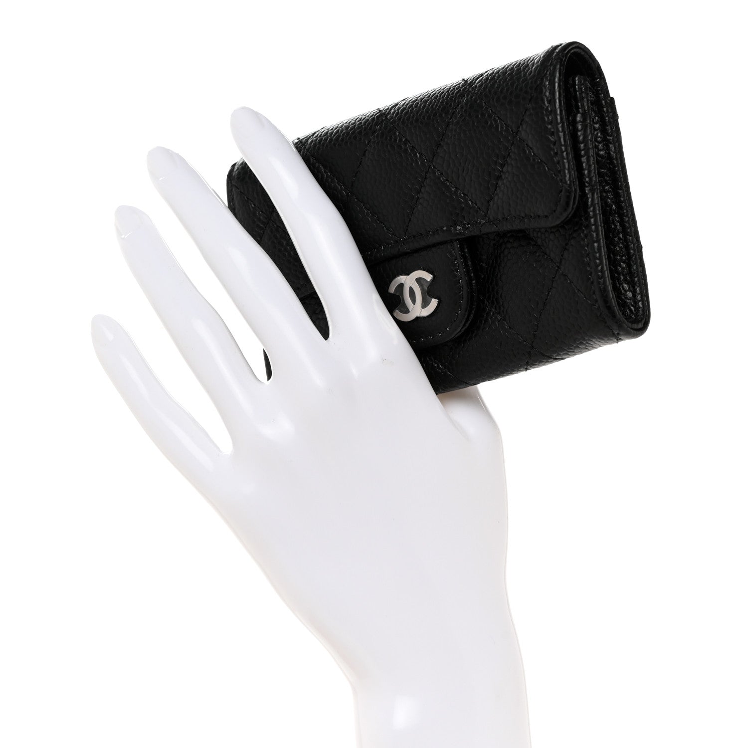 Chanel Caviar Quilted Flap Card Holder Wallet Black 2 of 9