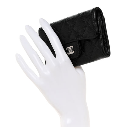 Chanel Caviar Quilted Flap Card Holder Wallet Black 2 of 9